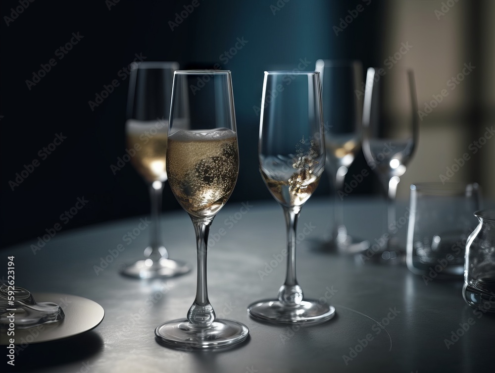 A single, elegant champagne glass on a plain background A single, elegant champagne glass on a plain background