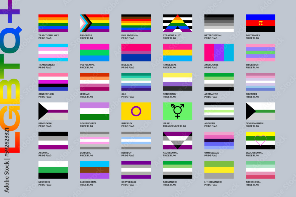 Lgbt Sexual Identity Pride Flags Gender Collection Flag Of Gay Lesbian Transgender Bisexual