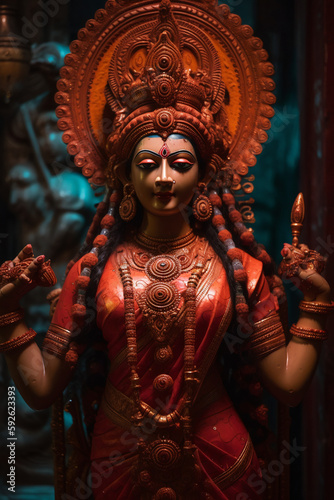 An ethereal Hindu celestial statue. Generative AI
