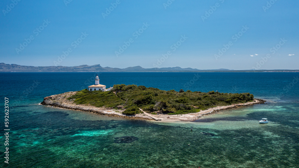 Alcanada Lighthouse in Mallorca, Spain.
