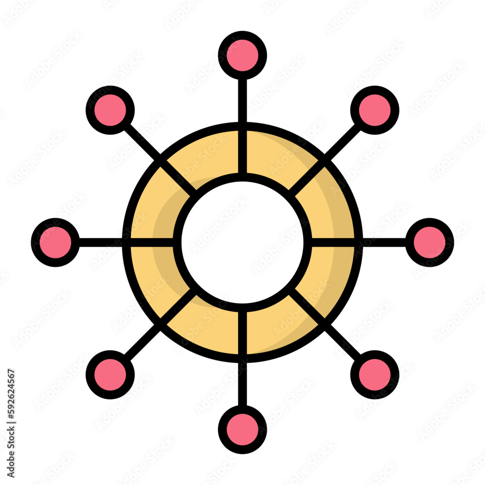 Ship Wheel Line Color Icon Ship Wheel Line Color Icon