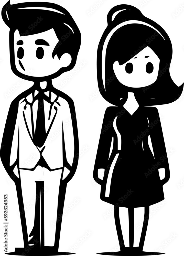 Couples | Black and White Vector illustration Couples | Black and White Vector illustration