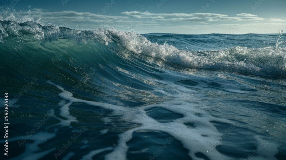 Fototapeta premium Background illustration oceans waves with a deep blue color realistic. Al generated
