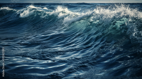 Background illustration oceans waves with a deep blue color realistic. Al generated © ArtStage