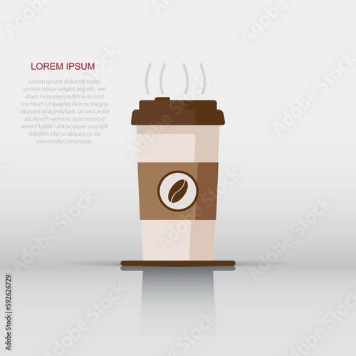 Coffee icon in flat style. Coffee mug vector cartoon illustration pictogram. Drink business splash effect.