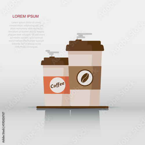 Coffee icon in flat style. Coffee mug vector cartoon illustration pictogram. Drink business splash effect.