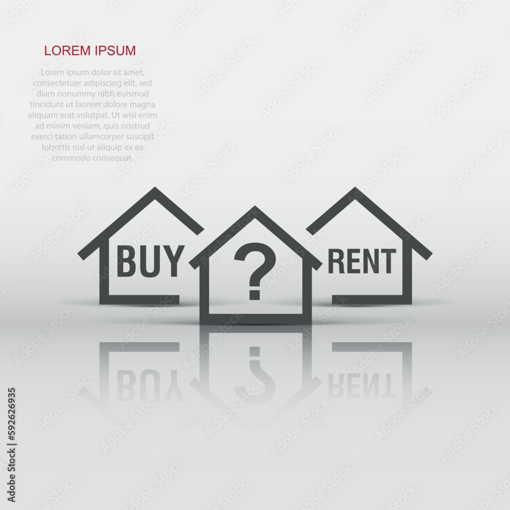 Vector buy or rent house icon in flat style. House sign illustration pictogram. Home business concept. Vector buy or rent house icon in flat style. House sign illustration pictogram. Home business concept.