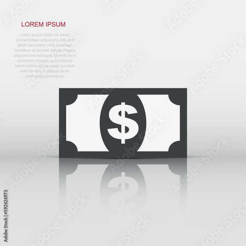 Vector dollar money icon in flat style. Dollar sign illustration pictogram. Currency business concept.