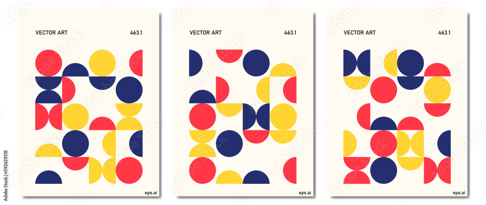Set of trendy vector backgrounds, Bauhaus style placards, Geometric ...