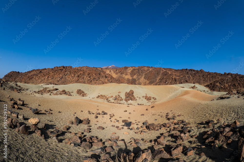 Hiking up at the summit of mount Teide Volcano in Tenerife 