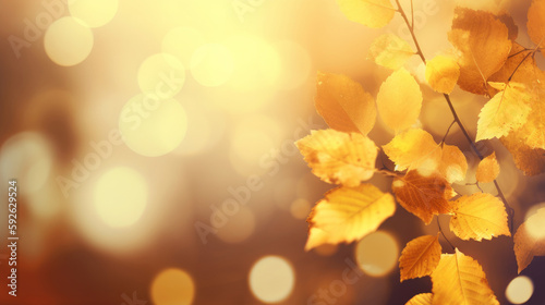 Autumn leaves background. Illustration AI Generative.