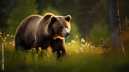 Brown bear in the forest, Generative AI © AIExplosion