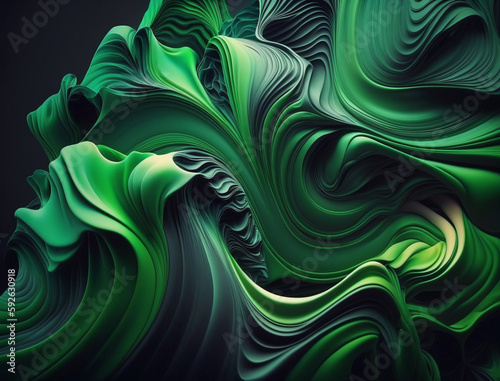 Green lines liquid wave in ...