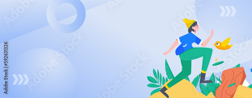 Vector internet operation hand-drawn illustration of people exercising and running healthy
