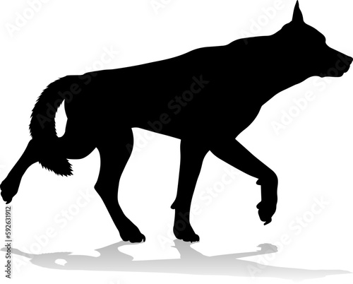 A detailed animal silhouette of a pet dog photo