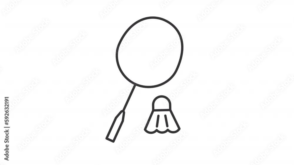 Badminton linear animation. Racquet hits shuttlecock. Individual sports. Equipment. Seamless loop HD video with alpha channel on transparent background. Outline motion graphic animation Badminton linear animation. Racquet hits shuttlecock. Individual sports. Equipment. Seamless loop HD video with alpha channel on transparent background. Outline motion graphic animation