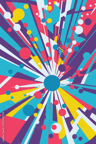 Pop art vintage abstract illustration, cartoon retro colorful superhero cover with cool dynamic