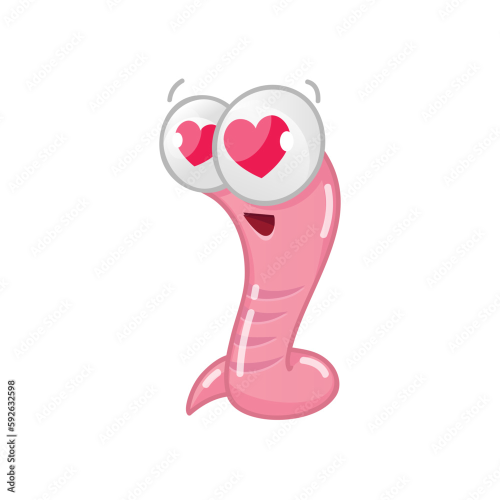 Funny cartoon worm. Cartoon illustration of a funny worm with heart shaped eyes isolated on a white background. Vector 10 EPS. Funny cartoon worm. Cartoon illustration of a funny worm with heart shaped eyes isolated on a white background. Vector 10 EPS.