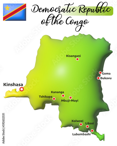 Demokratische Republik Kongo, Fläche und Flagge