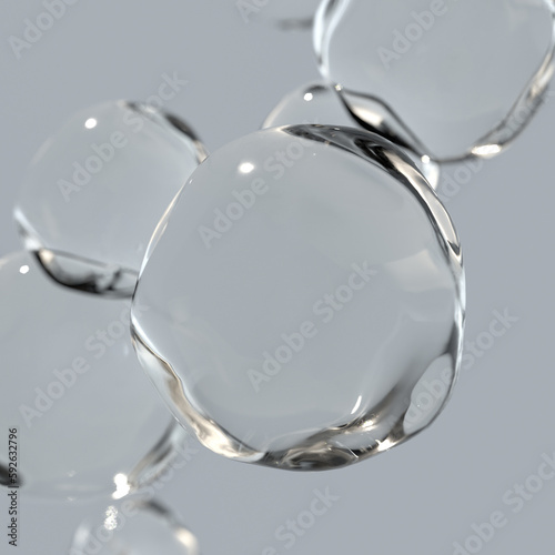 Real transparent water drips. Pure Cosmetics Product. Moisturizer Skin Care. Cosmetic essence, liquid bubbles, molecules of liquid bubbles on the background.