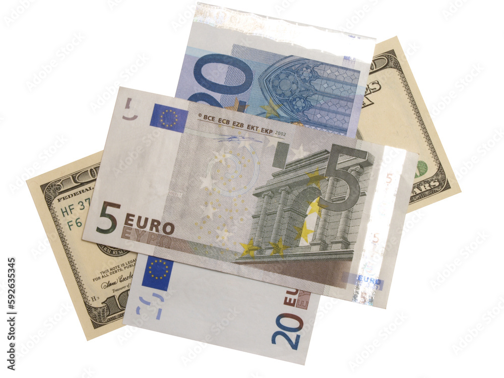Money dollars and euro isolated Money dollars and euro isolated