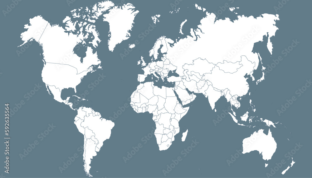 Obraz premium World map. Silhouette map. Color modern vector map. 