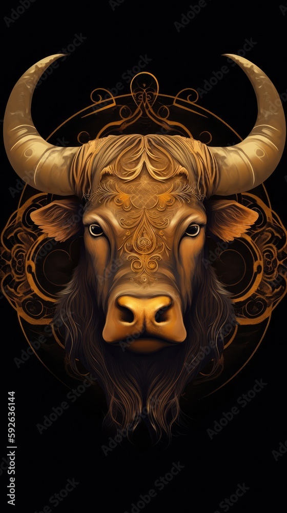 Refined Bull with Golden Alchemical Symbols (AI Generated) Refined Bull with Golden Alchemical Symbols (AI Generated)