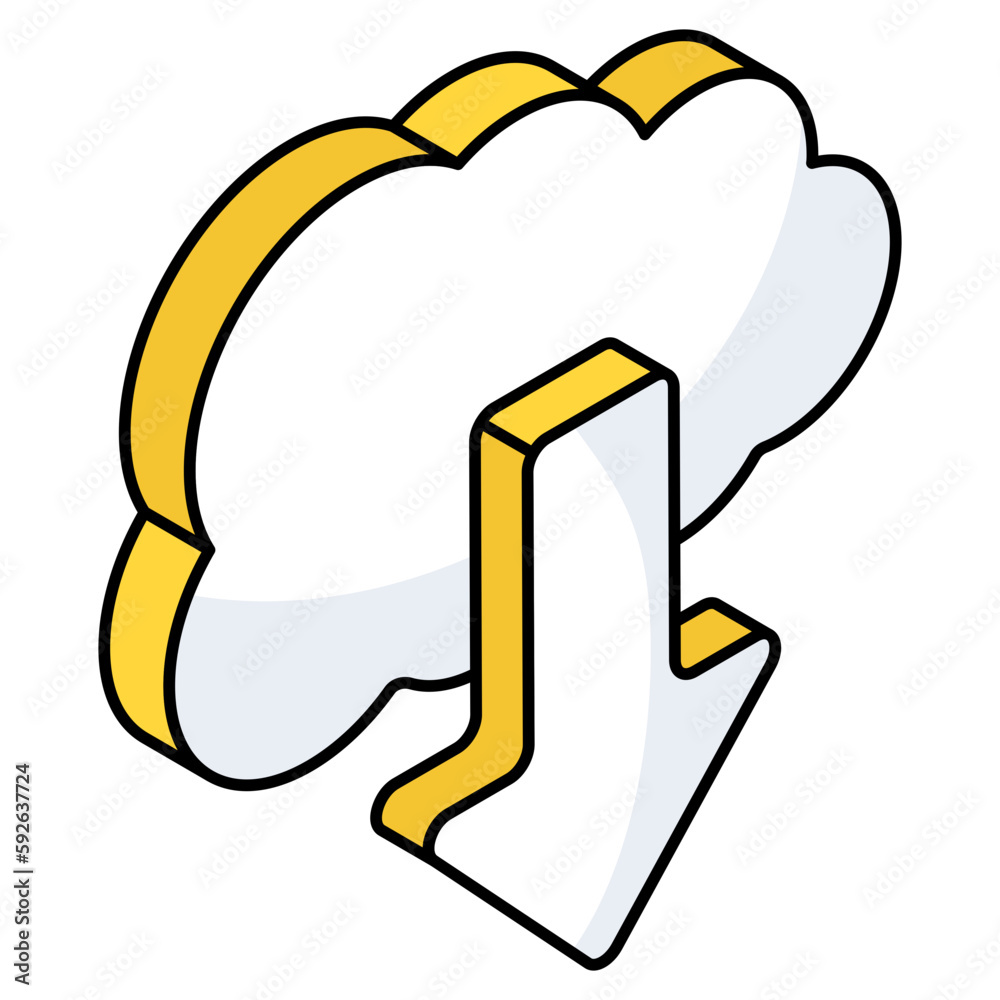 Conceptual flat design icon of cloud download Conceptual flat design icon of cloud download