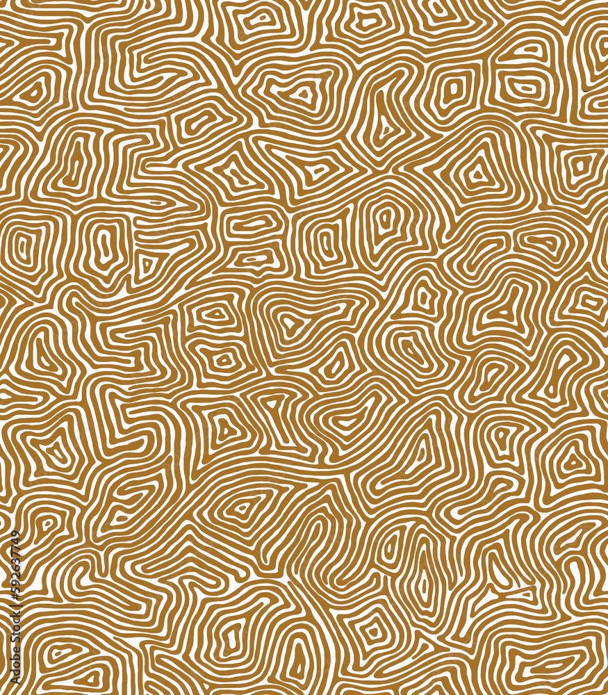 Zigzag pattern drawn with brown lines by hand, zebra coloring.Seamless pattern.