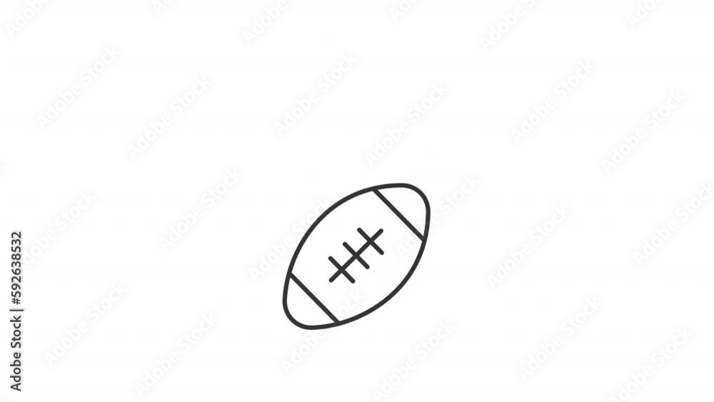 American football linear animation. Bouncing ball. Sport equipment. Professional game. Seamless loop HD video with alpha channel on transparent background. Outline motion graphic animation American football linear animation. Bouncing ball. Sport equipment. Professional game. Seamless loop HD video with alpha channel on transparent background. Outline motion graphic animation