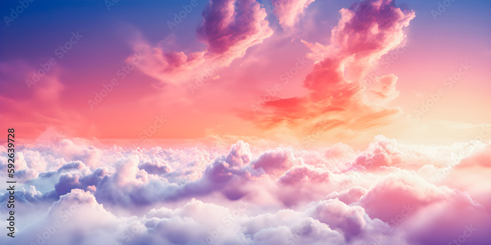 Heavenly cloudscape environment with soft focus and copy space, background for presentation - generative AI