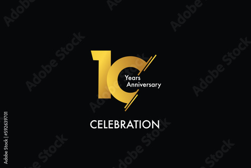 10th, 10 years, 10 year anniversary gold color on black background abstract style logotype. anniversary with gold color isolated on black background, vector design for celebration vector
