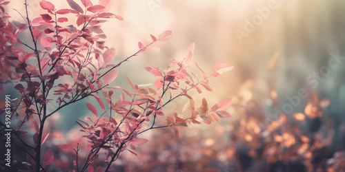 Tranquil leaves soft focus background with copy space, presentation background, dream atmosphere - generative AI © Alan