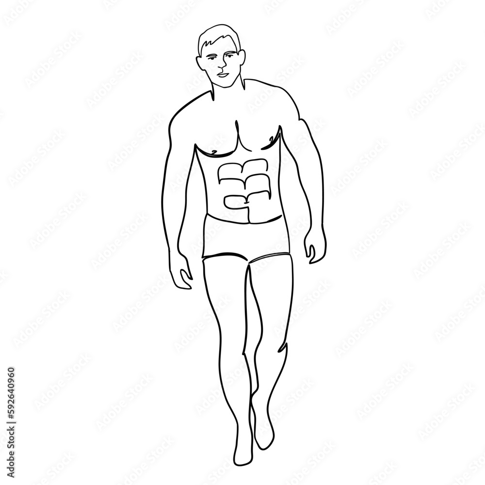 Single continuous line drawing of young sportive man. Fitness stretching concept. One line draw design vector illustration. Single continuous line drawing of young sportive man. Fitness stretching concept. One line draw design vector illustration.