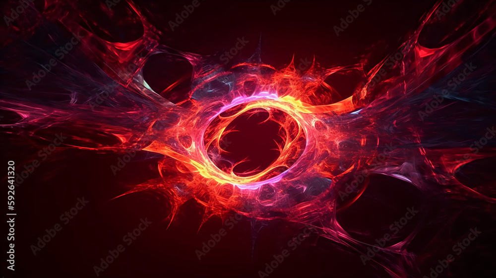 3D illustration abstract red fractal light background
