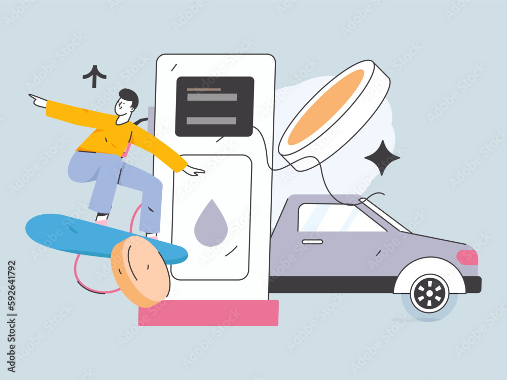 Vector internet operation hand-drawn illustration of people getting discounts for refueling the car
Vector internet operation hand-drawn illustration of people getting discounts for refueling the car