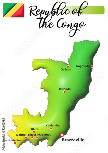 Republik Kongo, Fläche und Flagge