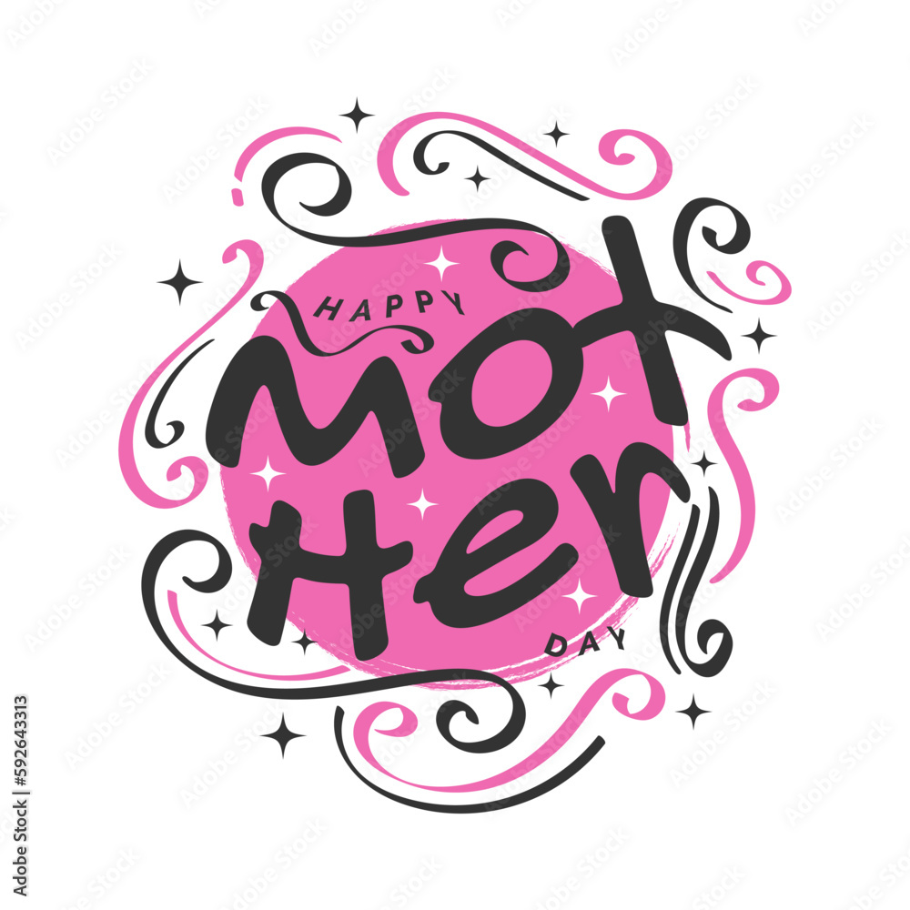 Fototapeta premium Happy Mother's Day Lettering. Mother Day Typography, Can be Used for Greeting Card, Poster, Banner, or T Shirt Design