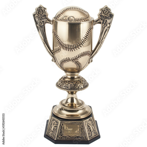 trophy, baseball, cup, gold, award, success, achievement, winner, prize, sport, isolated, win, champion, first, competition, victory, metal, silver, shiny, golden, white, generative ai