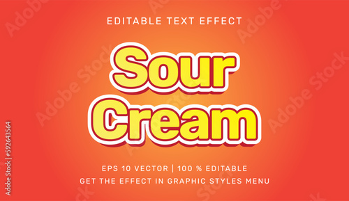 Sour cream 3d editable text effect template