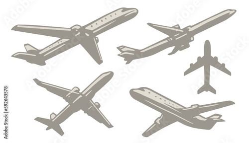 Air plane monochrome set stickers