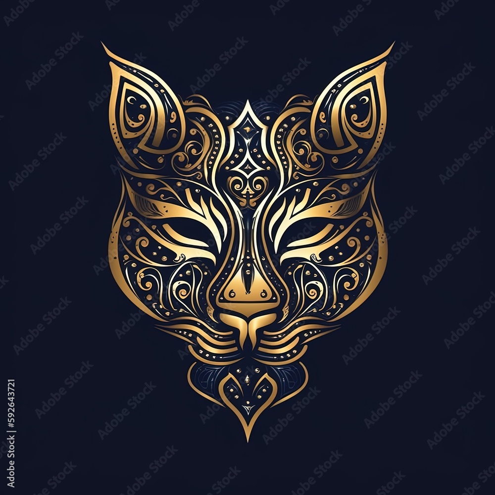 Obraz premium Golden cat symbol illustrations, generative ai