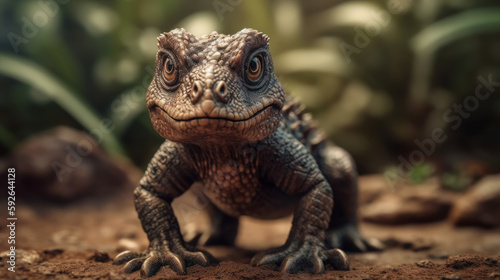Cute dino realistic isolated background photorealistic. Al generated © ArtStage