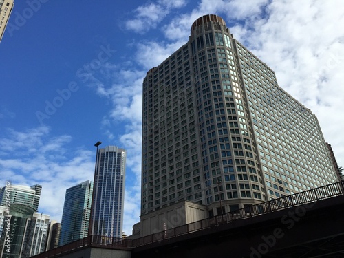 Skyscrapers in Chicago with a big blue sky