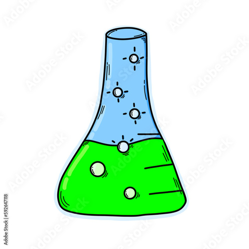 Doodle science sticker on transparency background