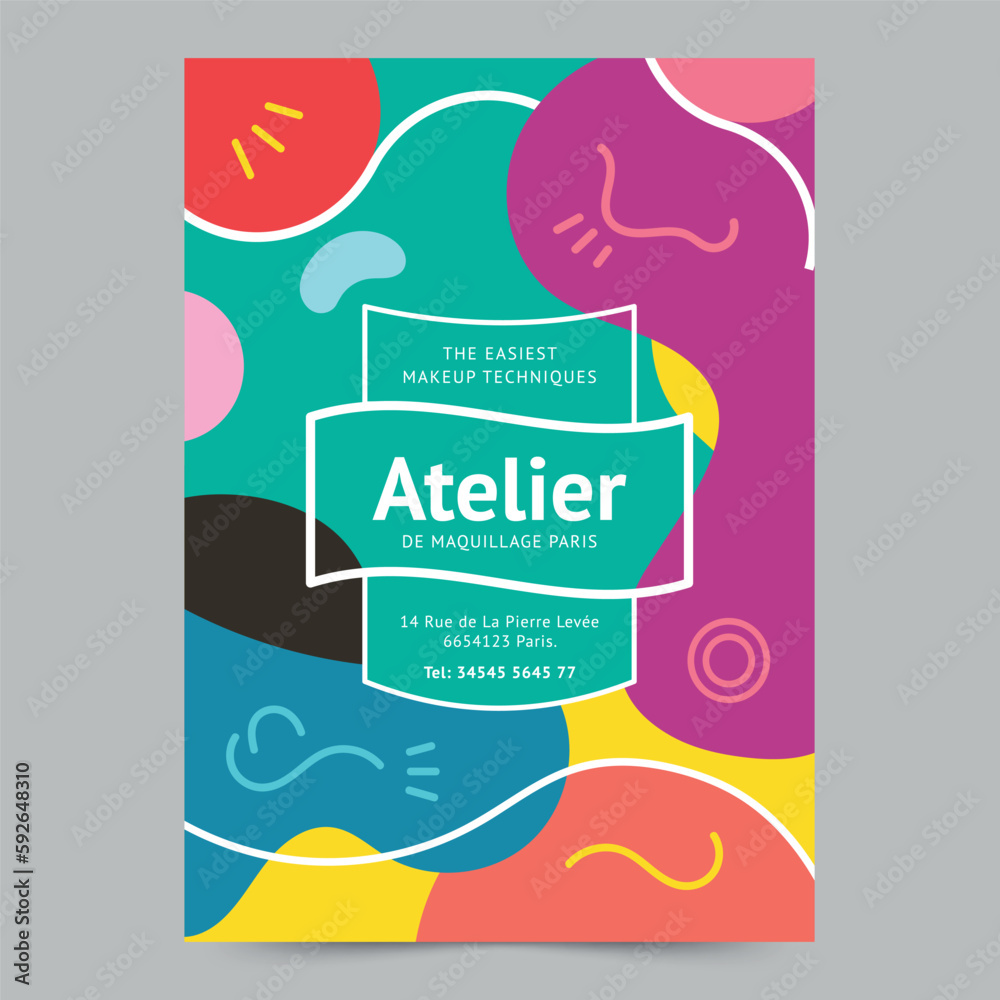 Makeup Atelier Flyer Template. A clean, modern, and high-quality design of Flyer vector design. Editable and customize template flyer