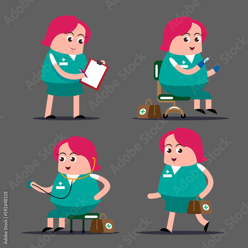 Obraz na płótnie emotion cute vector, illustration flat cartoon character set of doctor working. w salonie