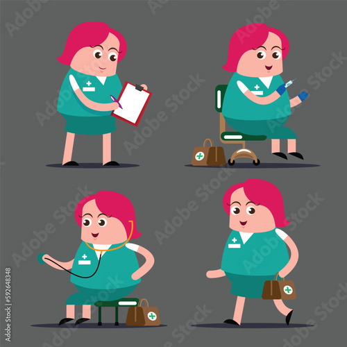 Obraz na płótnie emotion cute vector, illustration flat cartoon character set of doctor working. w salonie