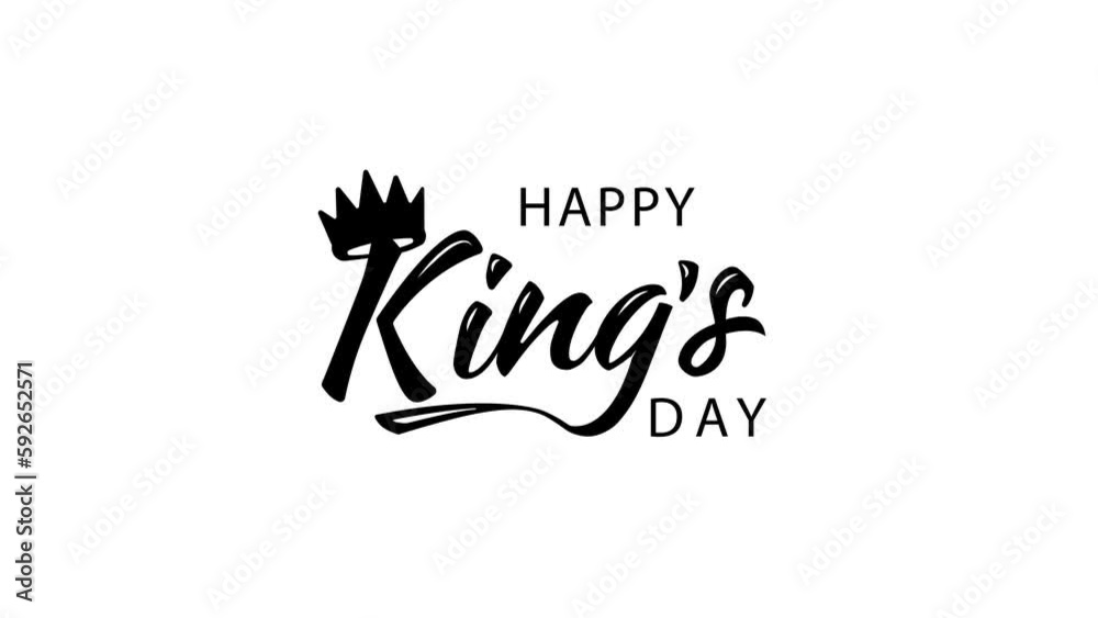 Happy king's day animation text. Netherland kings day greeting cad