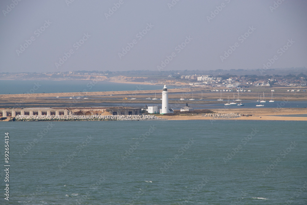 Looking towards Hurst Spit with the castle and lighthouse